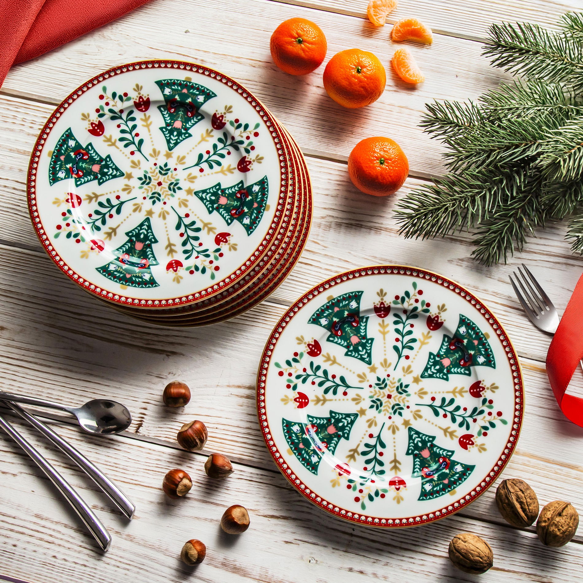 Talerz świąteczny porcelanowy EASY LIFE CHRISTMAS FOLK 19 cm