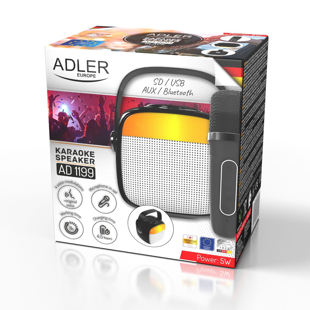 Adler AD 1199 - karaoke reproduktor s mikrofónom