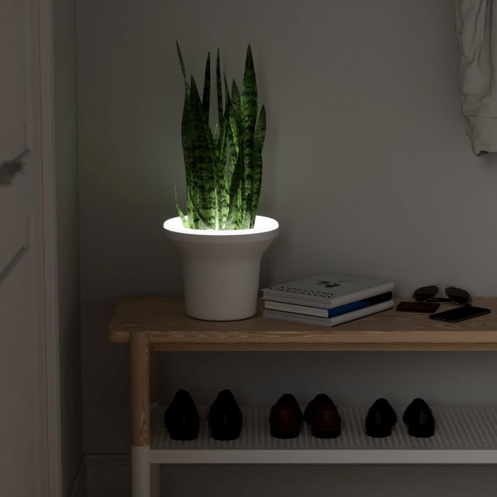 UMBRA Ora Led 21 cm bílý - osvětlený melaminový květináč (obal na květináč)