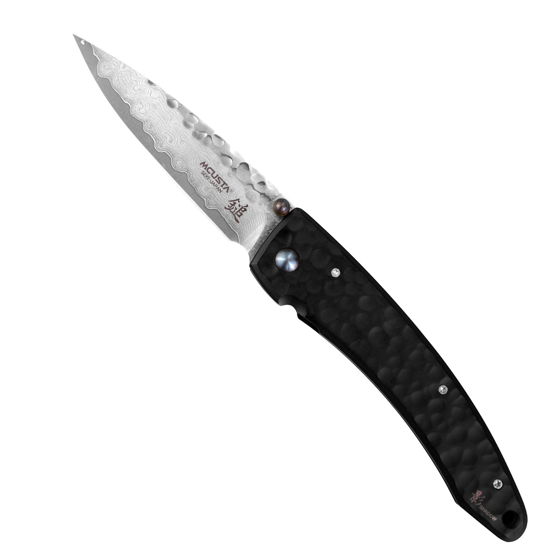 MCUSTA Forge Black Damascus 8,5 cm - japoński nóż survivalowy składany ze stali damasceńskiej