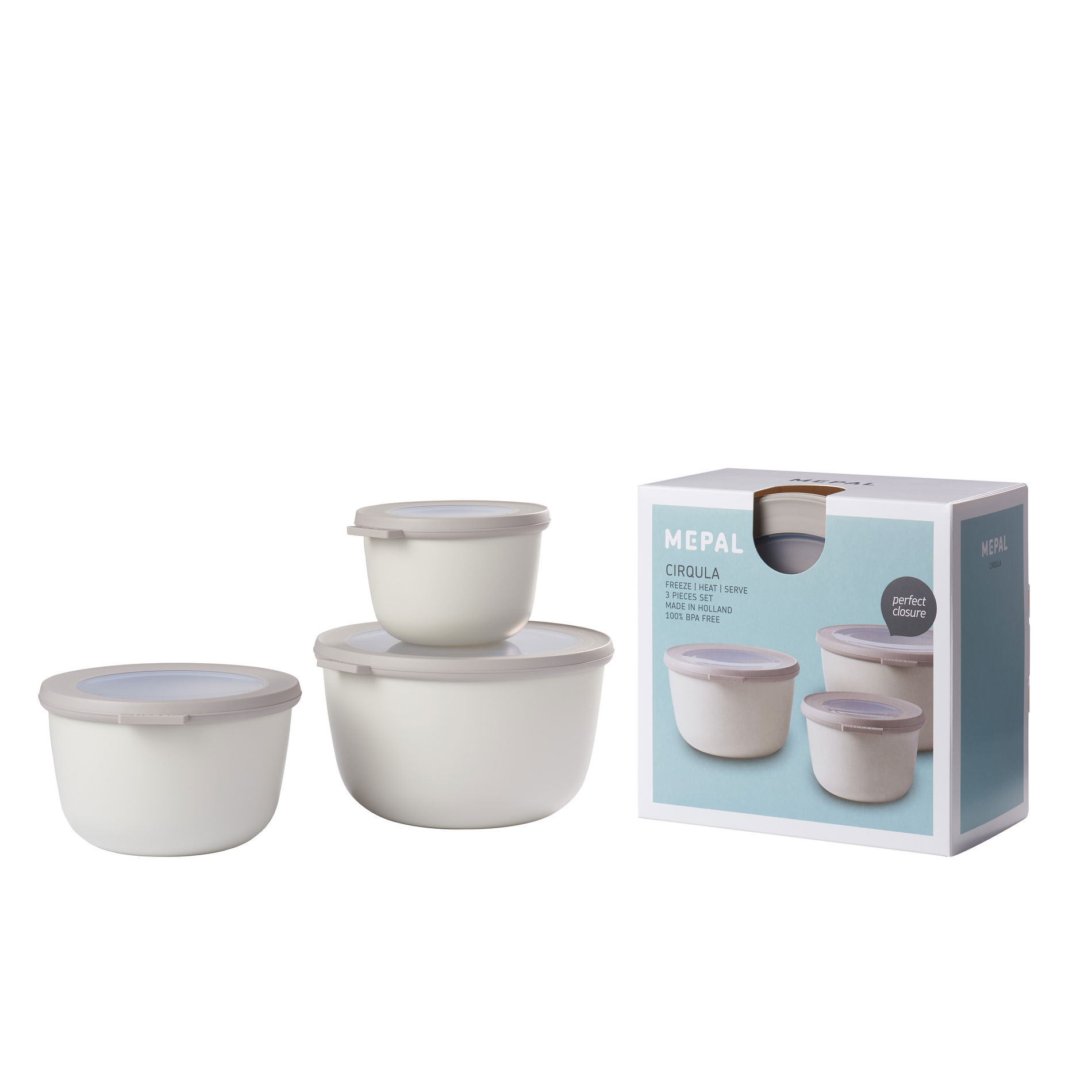 MEPAL Cirqula Nordic White 6 el. šedé - plastové kuchynské misky s vekami