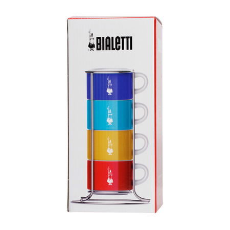 BIALETTI Color 150 ml 4 ks - porcelánové šálky na kávu a čaj so stojanom