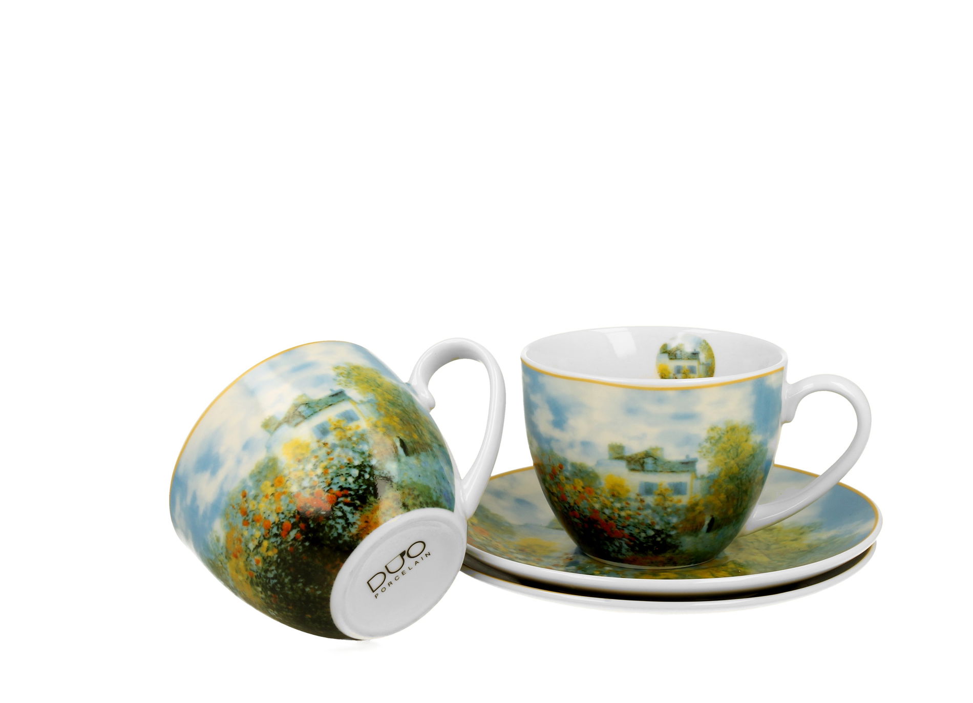 Porcelánové šálky s tanierikmi DUO ART GALLERY THE GARDEN AT ARGENTEUIL BY C. MONET 270 ml 2 ks