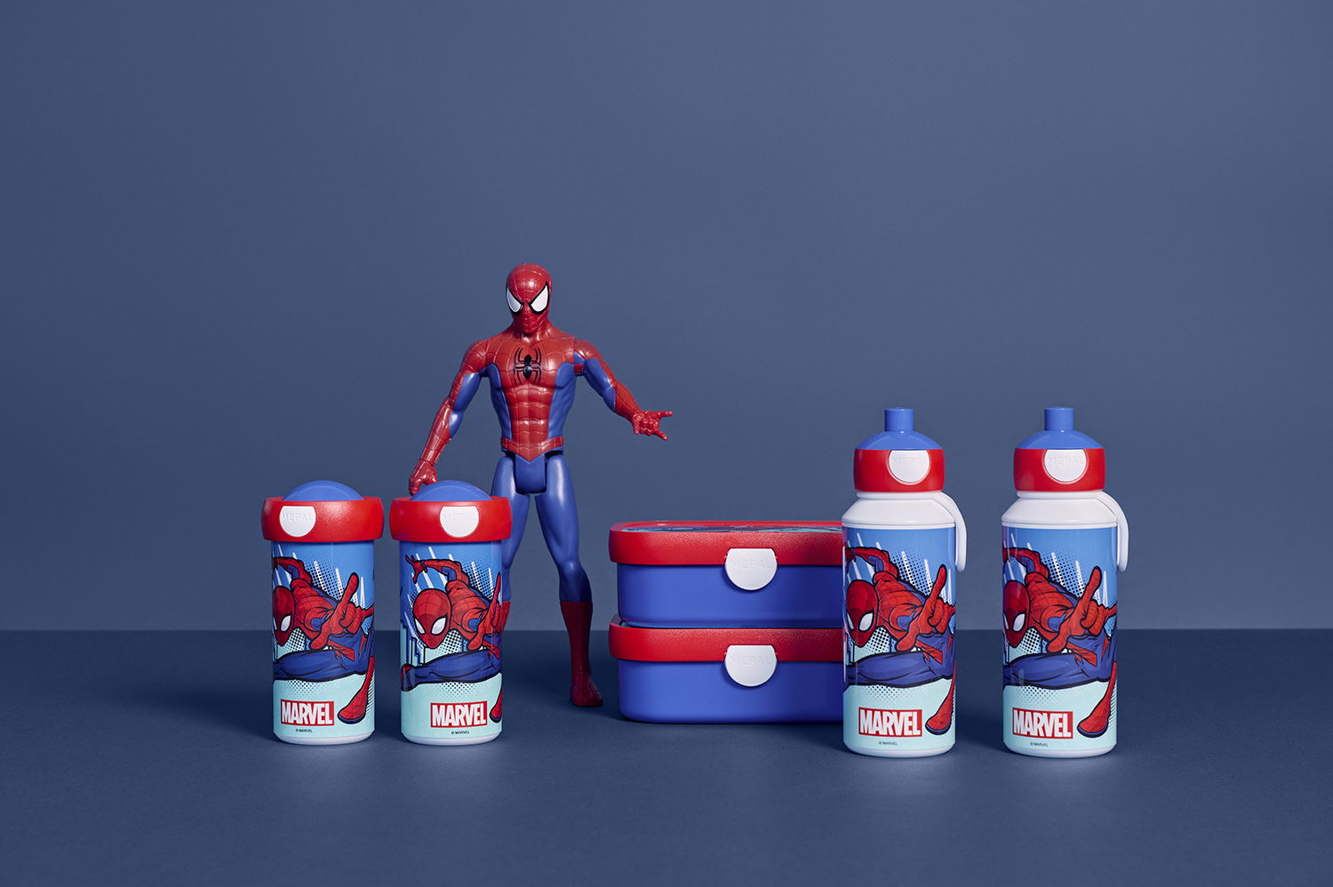 MEPAL Campus Spiderman 3 el. - obedová krabička / raňajková krabička s kontajnerom na ovocie a fľašou na pitie