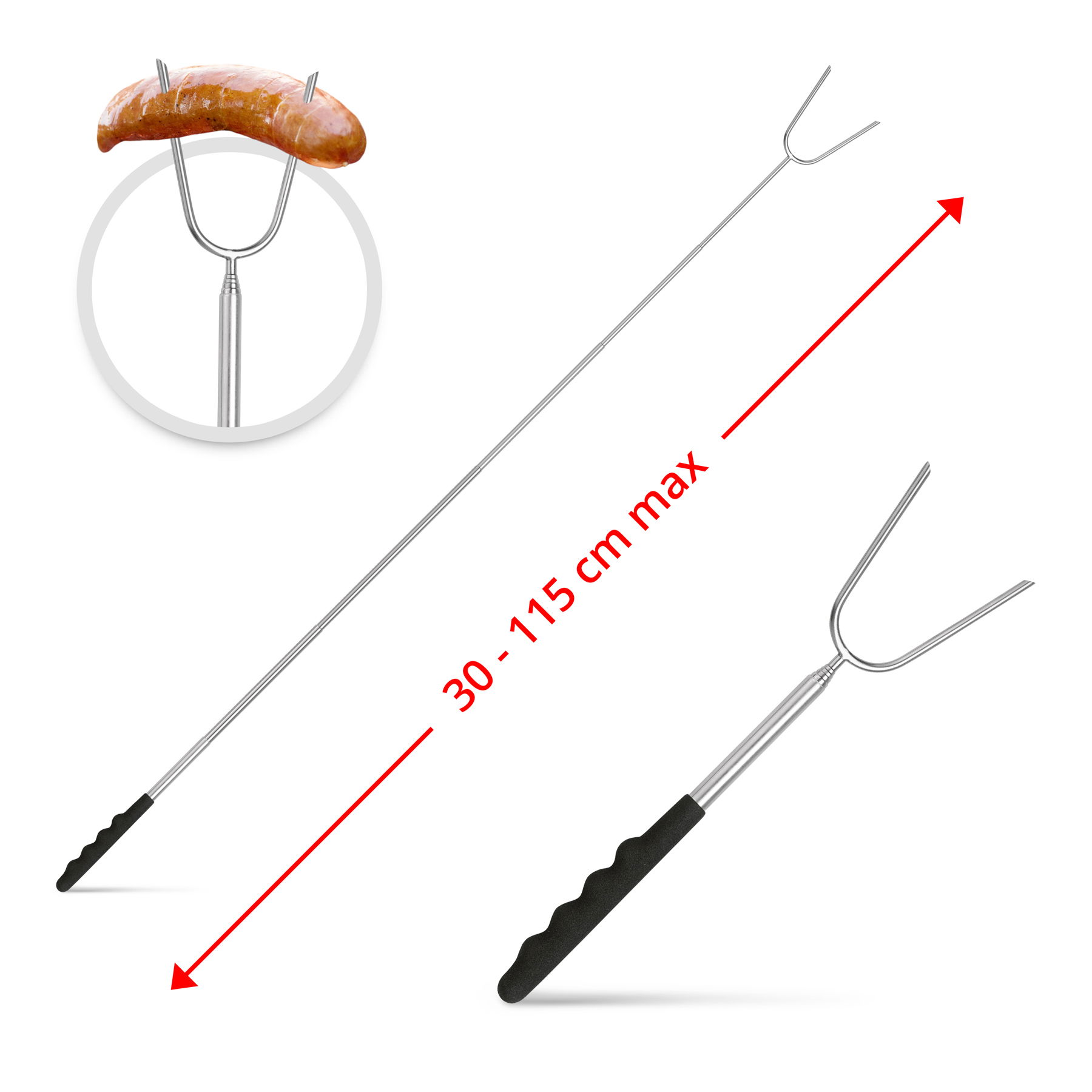 Teleskopický vidlička na grilovanie z ocele TADAR 115 cm