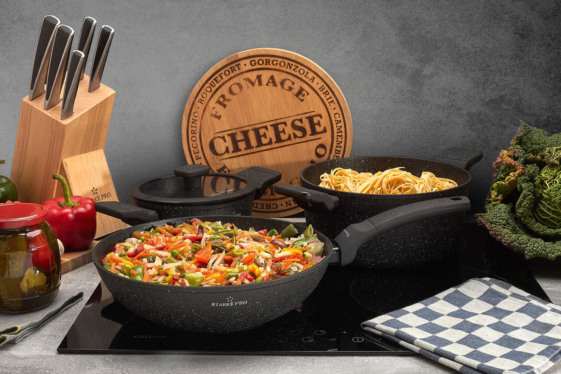 Nepřilnavá pánev wok STARKE PRO CERES MARBLE 28 cm