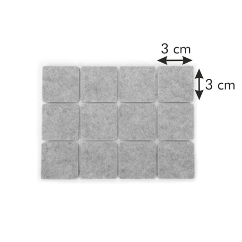 TESCOMA Presto Square 3 x 3 cm 24 ks šedé – samolepicí plstěné podložky pod nábytek