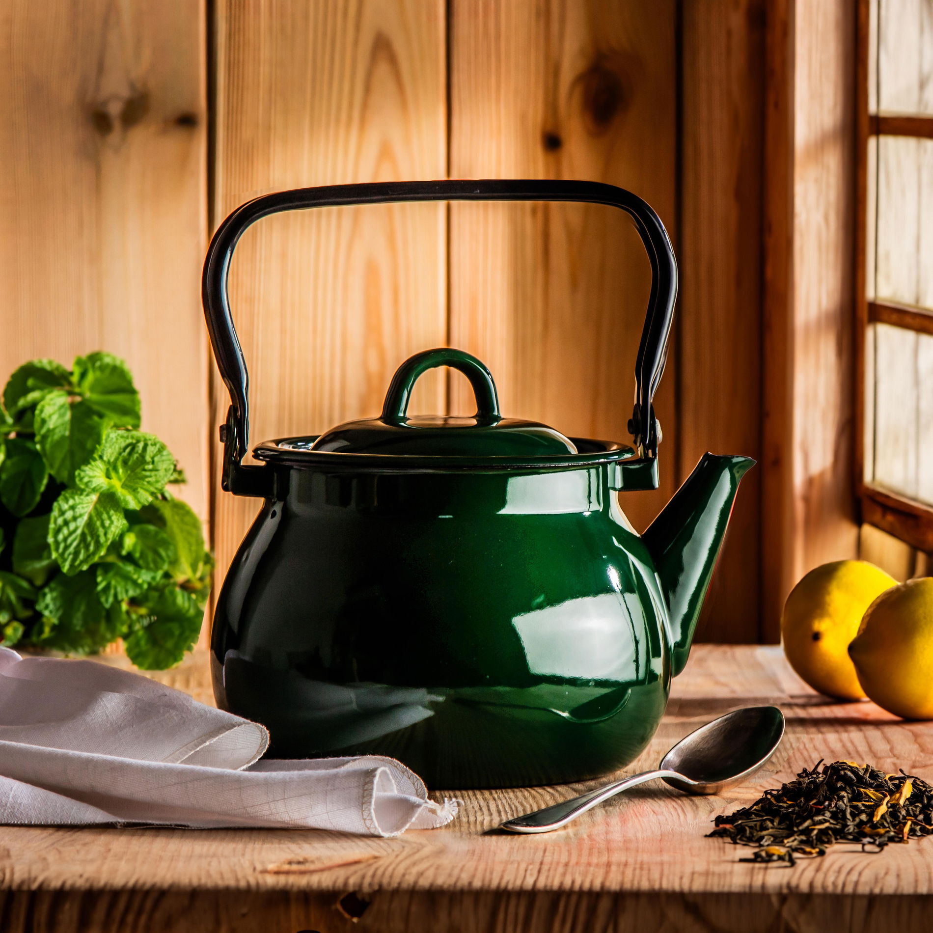 Smaltovaná konvice STEAM DARK GREEN 2 l