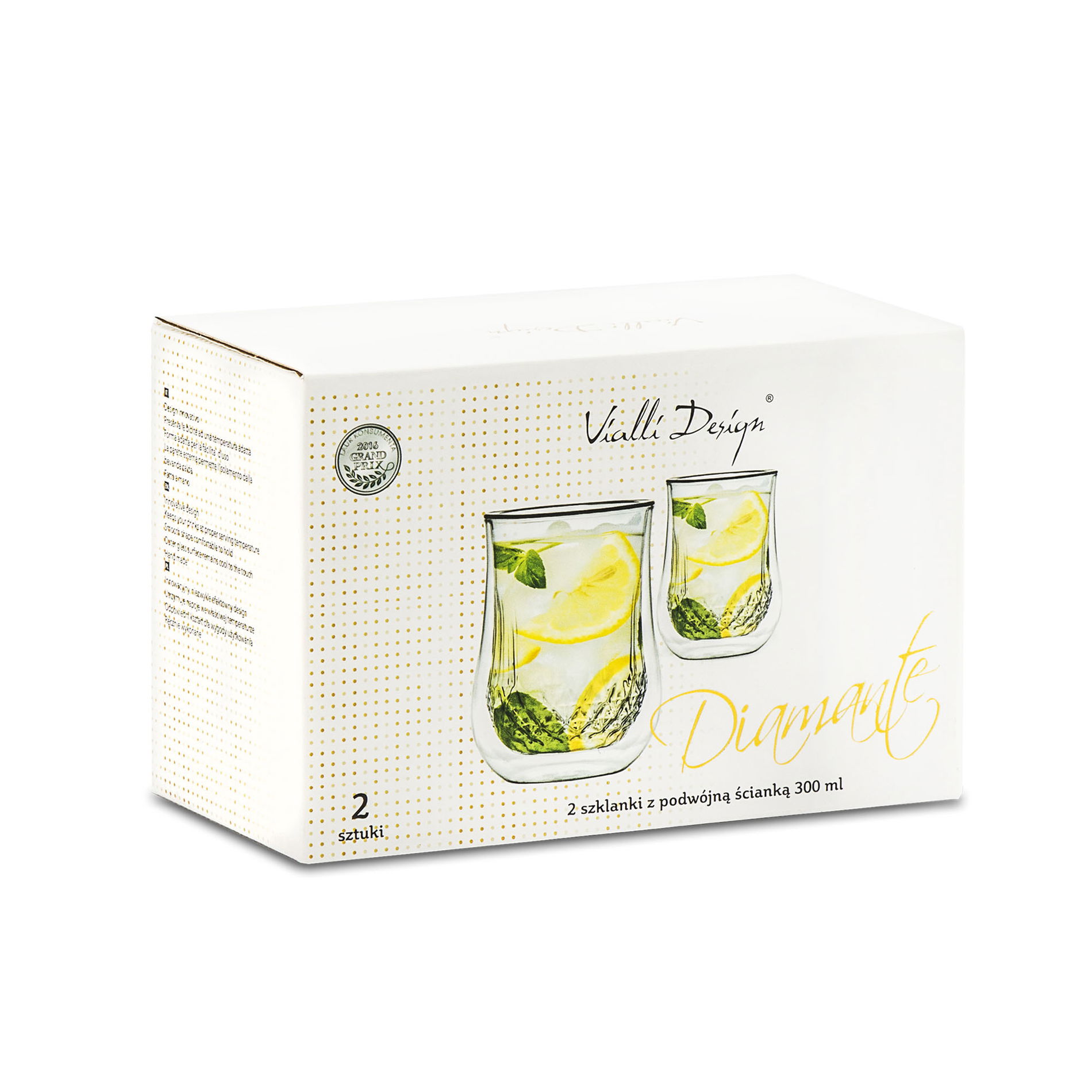 VIALLI DESIGN Diamante 300 ml -  dvoustěnná skleněná termo sklenice na kávu a čaj