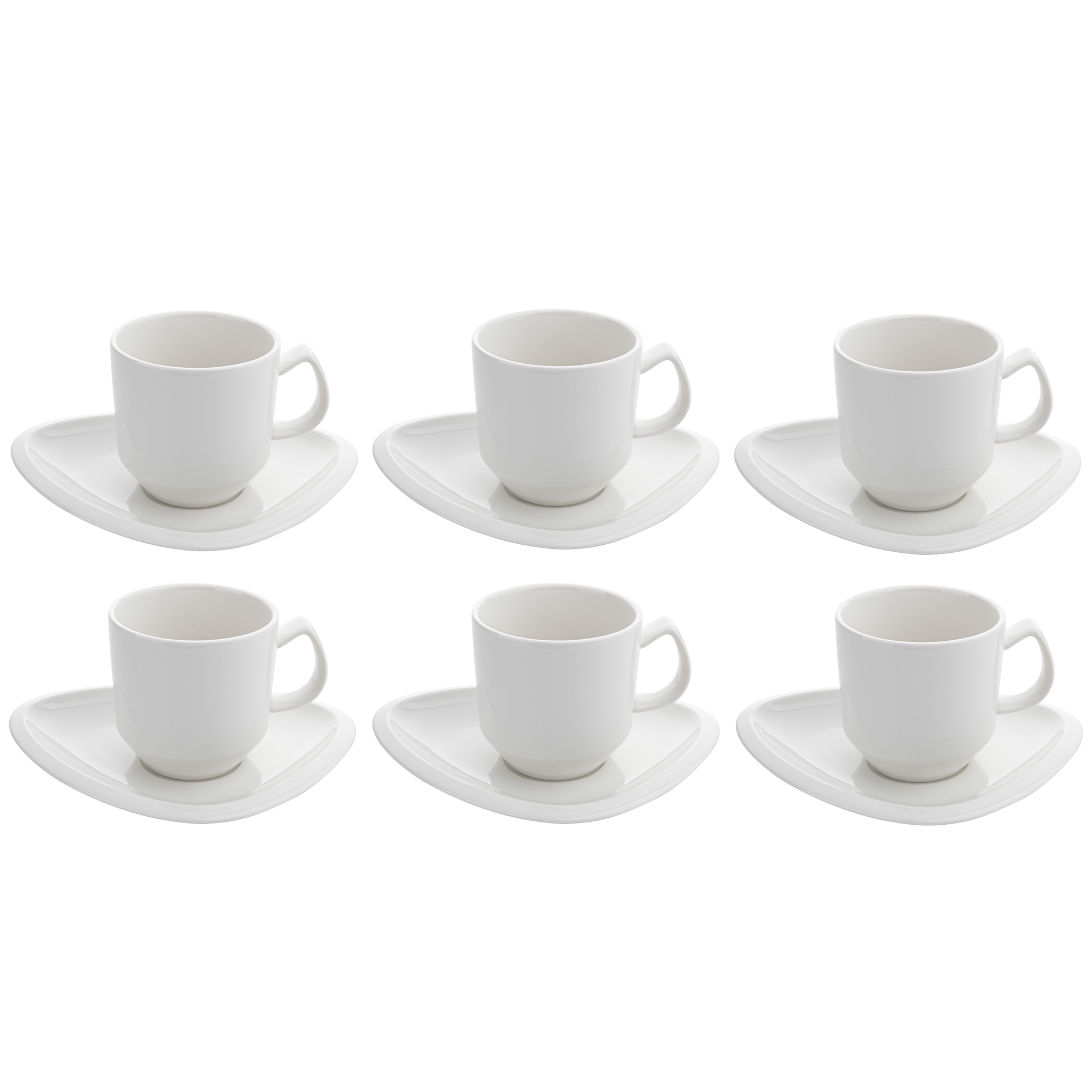 Porcelánové šálky na kávu a čaj s tanierikmi FLORINA MATTEO BIELE 250 ml 6 ks