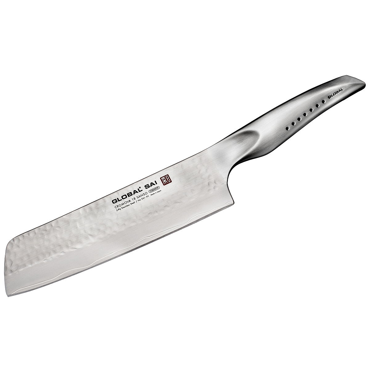 Japonský nůž na ovoce a zeleninu Nakiri z nerezové oceli GLOBAL SAI 19 cm
