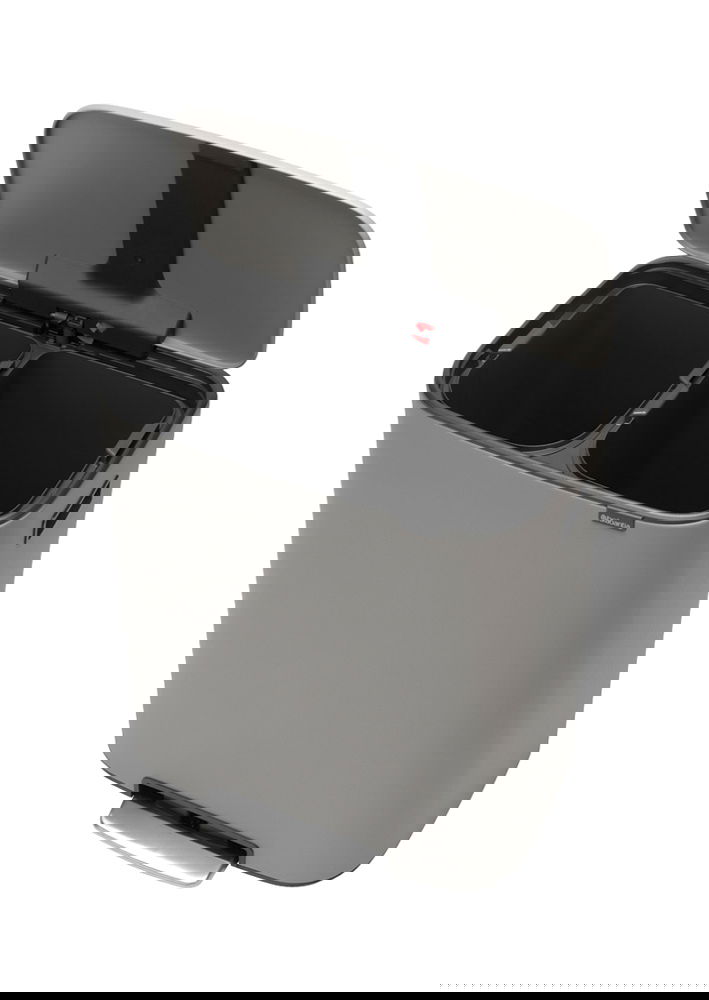 BRABANTIA Bo 2 x 30 l šedý - nerezový koš na třídění odpadu dvoukomorový s pedálem