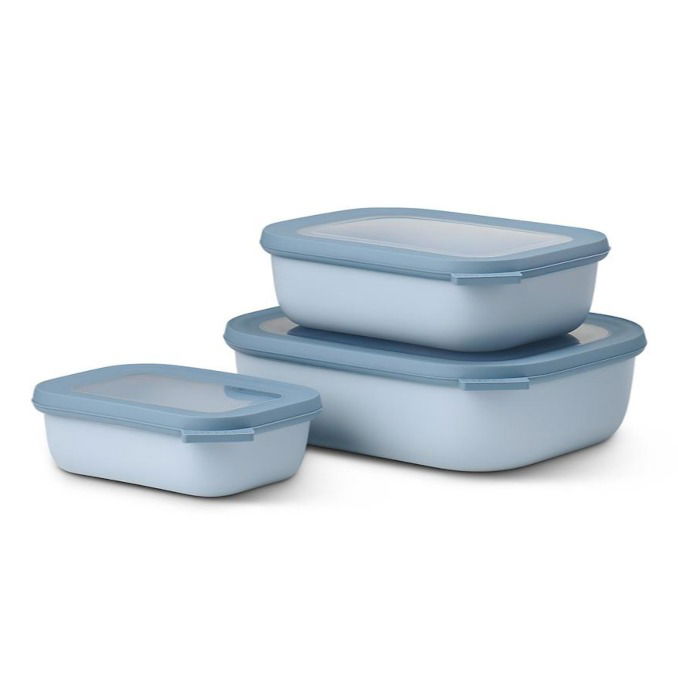 MEPAL Cirqula Oblong Nordic Blue 6 ks modré - plastové kuchyňské misky s víčkem