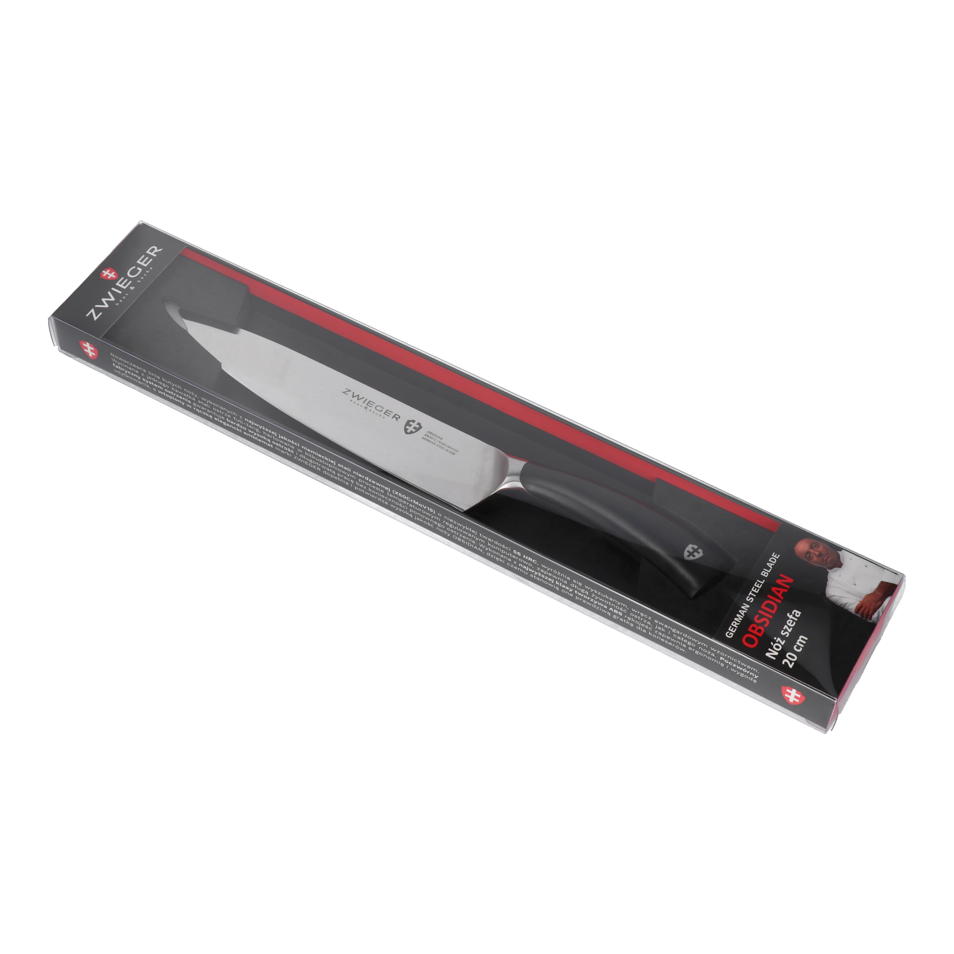 ZWIEGER Obsidian 20 cm černý - nůž šéfkuchaře z nerezové oceli