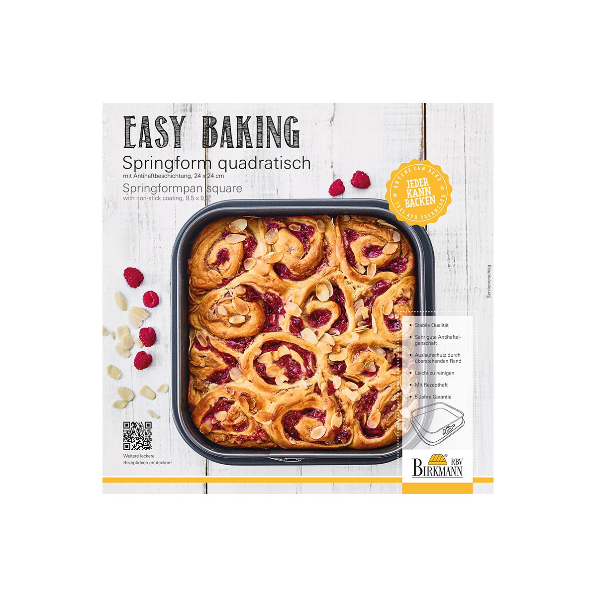 BIRKMANN Easy Baking 24 x 24 cm - čtvercová forma na dort s odnímatelným dnem