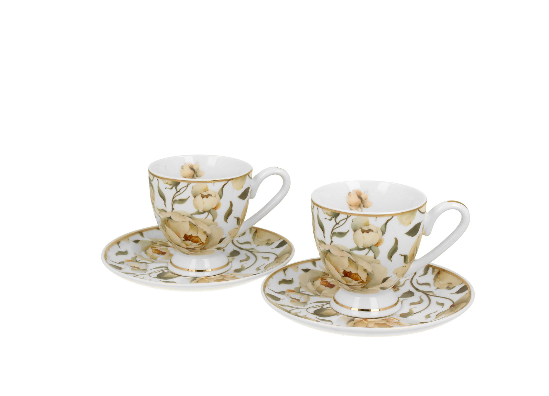 Porcelánové šálky na espresso s tanierikmi DUO THE SECRET GARDEN ENGLISH ROSES 90 ml 2 ks.