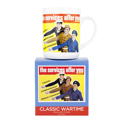 Porcelánový hrnek ASHDENE CLLASIC WARTTIME SERVICEMEN žlutý 370 ml