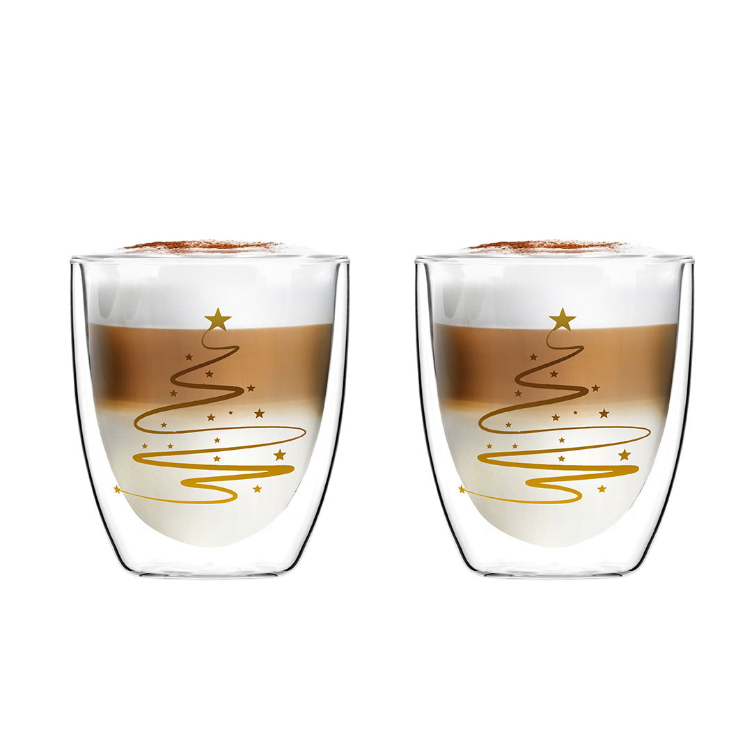 VIALLI DESIGN Amo X-mass 320 ml 2 ks. - termické sklenice na kávu a čaj s dvojitými skleněnými stěnami