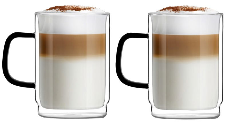 VIALLI DESIGN Carbon 350 ml 2 ks. - dvoustěnné termální sklenice na latté sklo