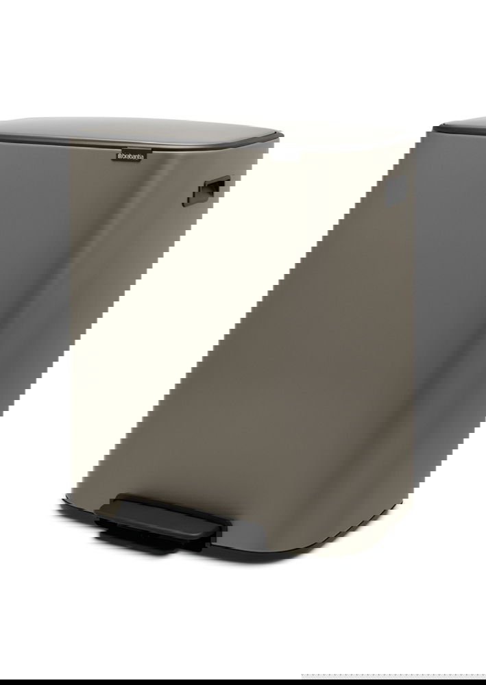 BRABANTIA Bo 2 x 30 l tmavě béžový - nerezový koš na třídění odpadu dvoukomorový s pedálem