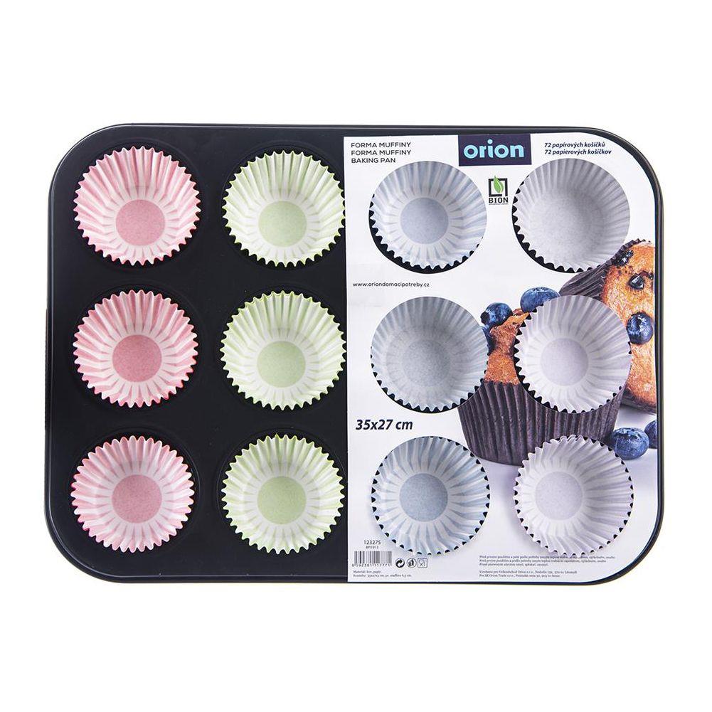 Forma na pečenie 12 muffinov a koláčikov kovová BAKE CUPCAKES