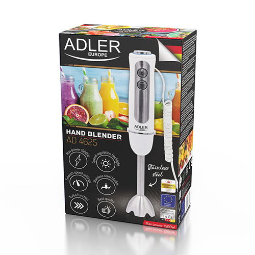ADLER AD 4625w 1500 W - ručný kuchynský mixér z nerezovej ocele