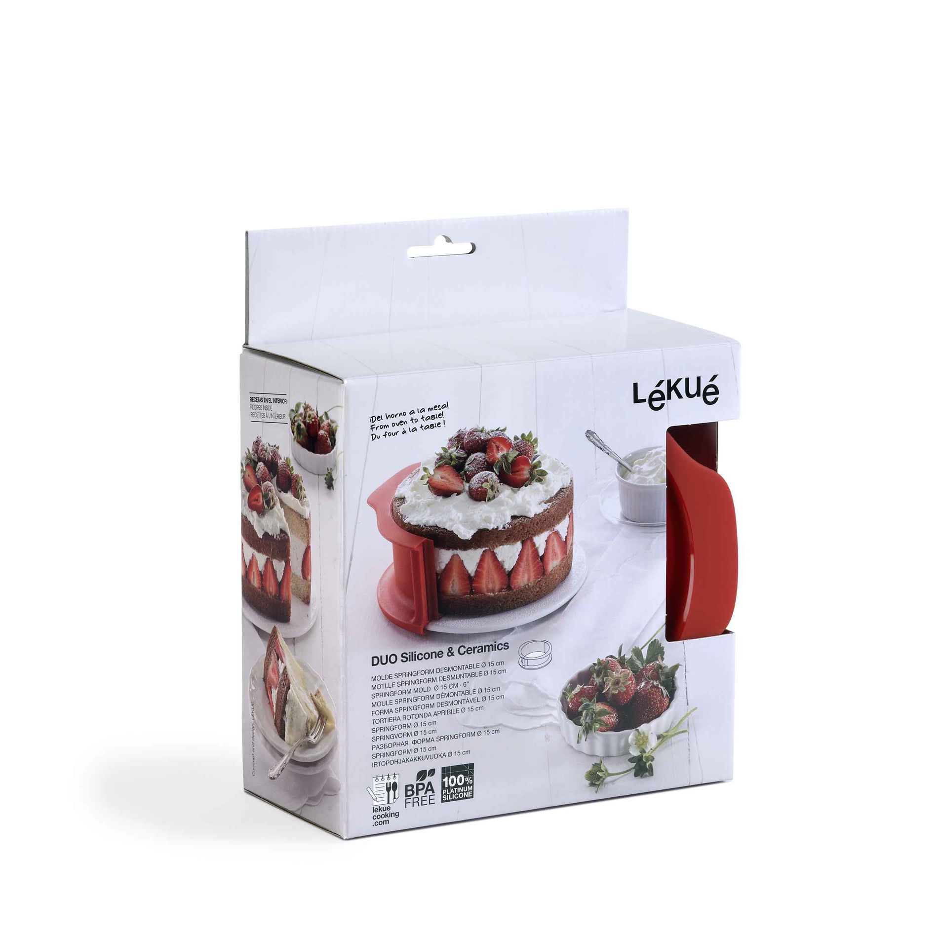 LEKUE Duo Red 15 cm červená - okrúhla tortová forma s vyberateľným dnom, silikónová
