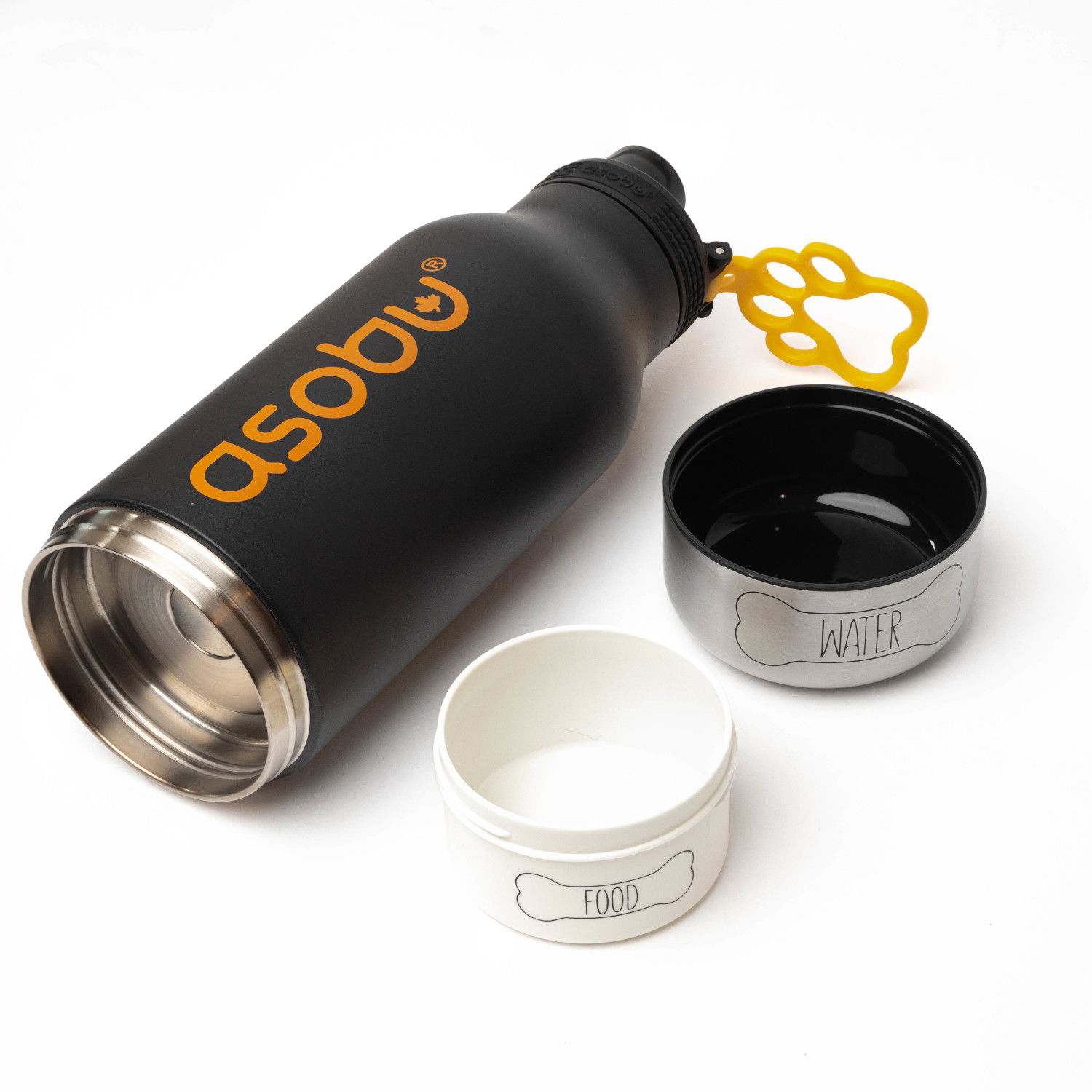 ASOBU The Asobu Buddy Black 1 l - termoska na vodu z nerezové oceli s miskami pro psa