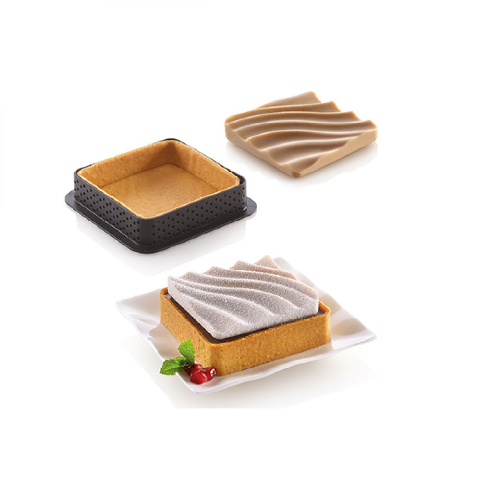 SILIKOMART TarteDecor Kit Mini Tarte Sand 6 ks čierne - okraje / formy pre jedno porcie