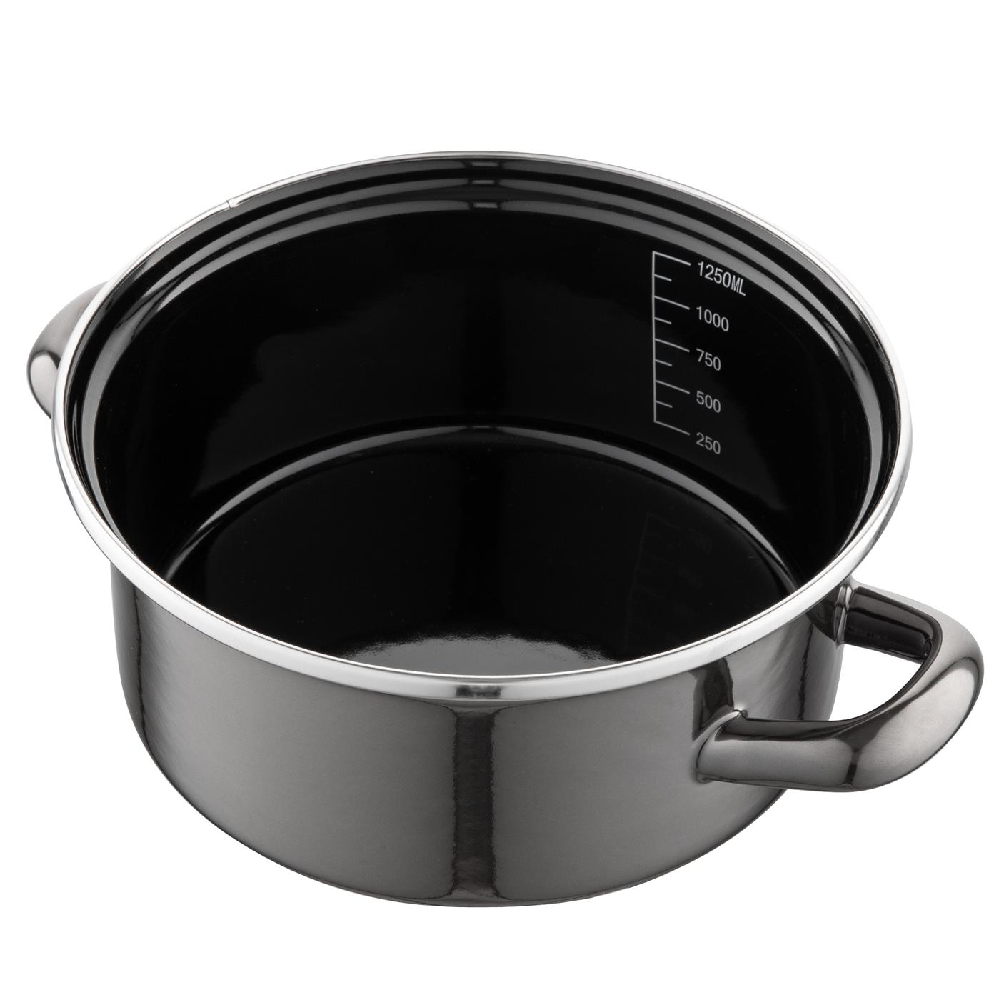 Smaltovaný hrnec s poklicí EMALIA POLSKA PLESZEW METALICO NISKI 1,4 l