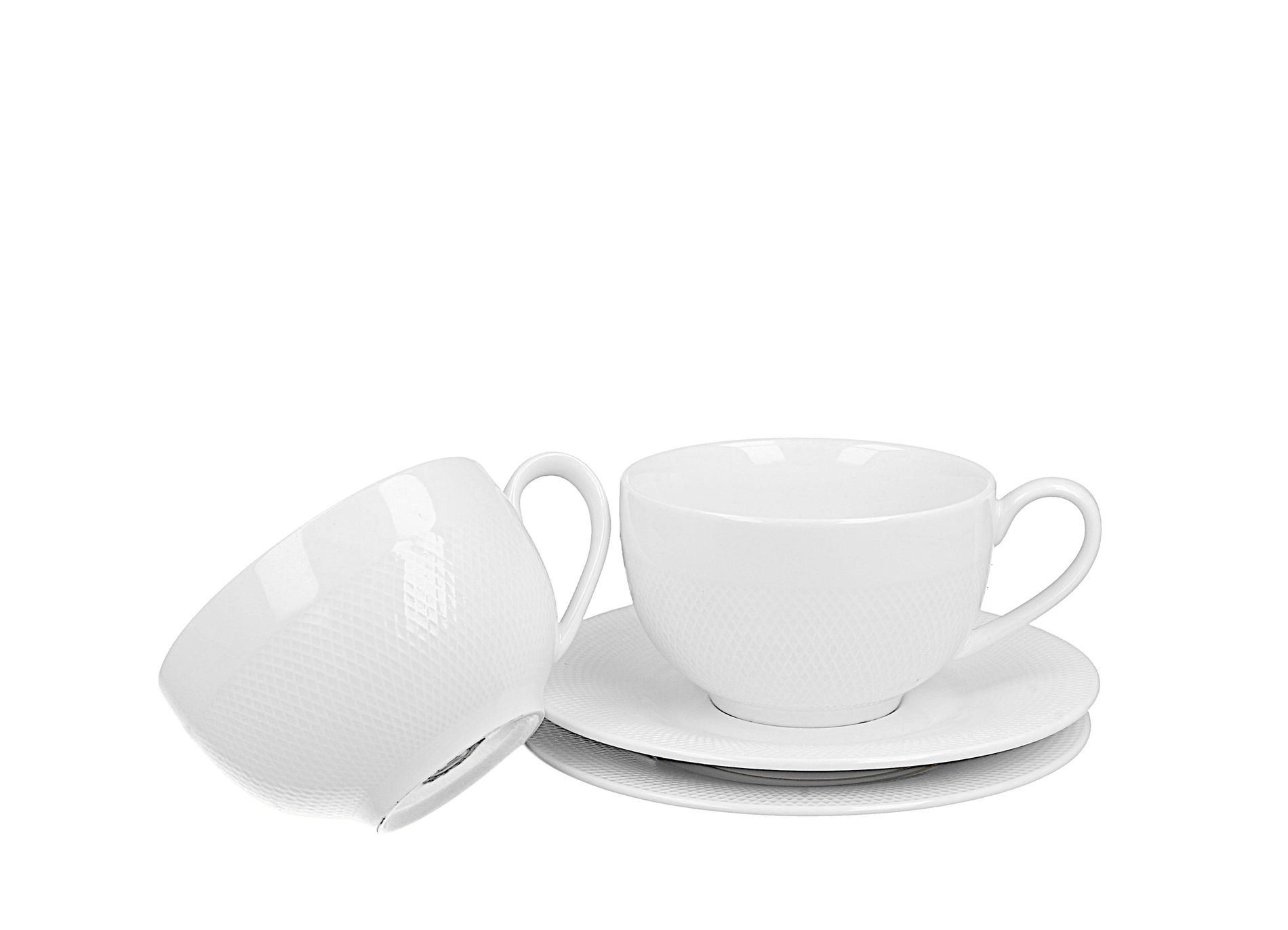 Filiżanki do kawy i herbaty porcelanowe ze spodkami DUO DIAMOND 250 ml 2 szt.