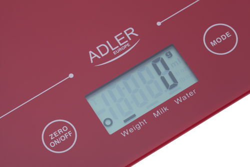 ADLER Kitchen červená elektronická skleněná váha