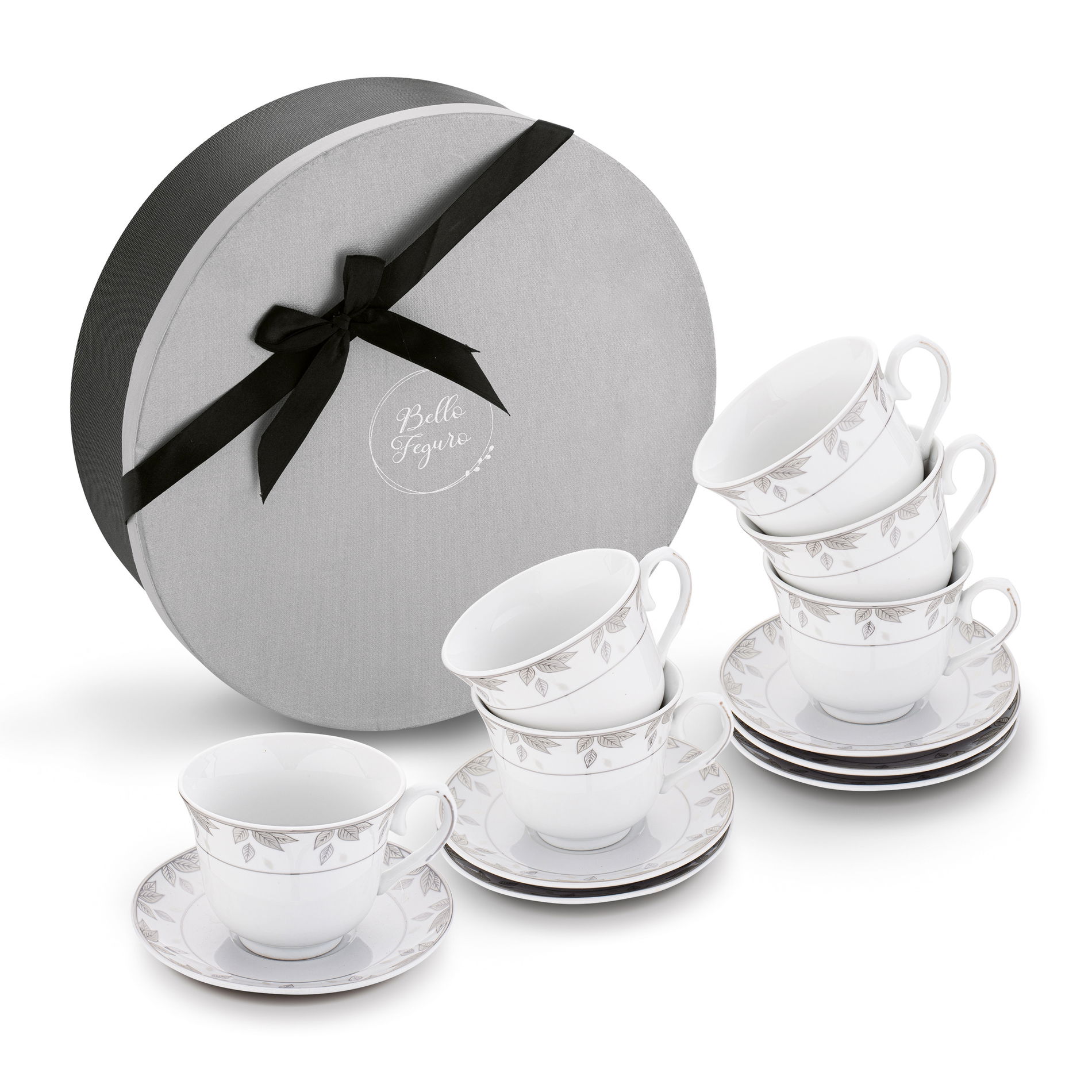 Porcelánové šálky na kávu a čaj s tanierikmi TADAR BELLA FEGURO PAOLA 250 ml 6 ks.