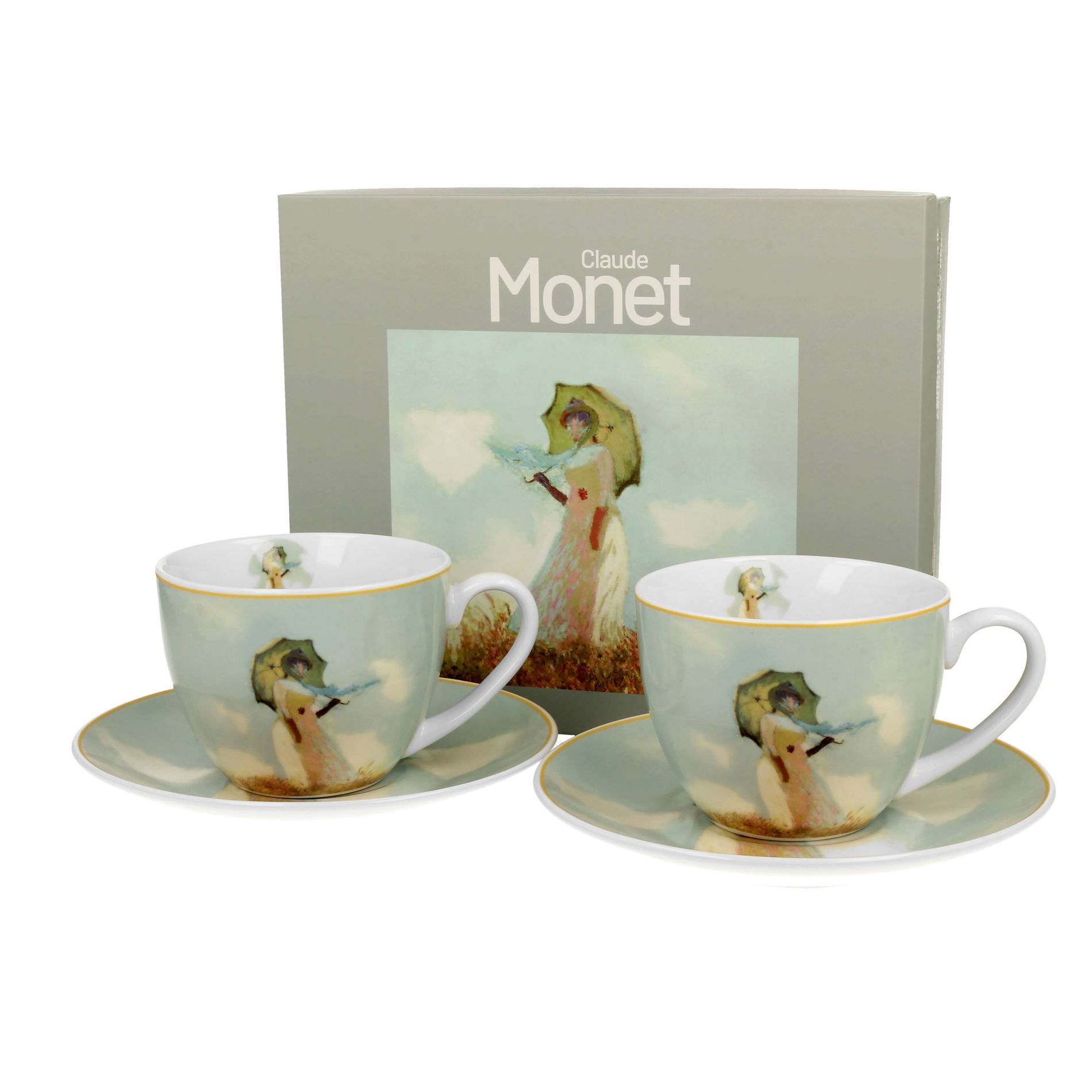 Filiżanki porcelanowe ze spodkami DUO ART GALLERY WOMAN WITH PARASOL BY C. MONET 270 ml 2 szt.