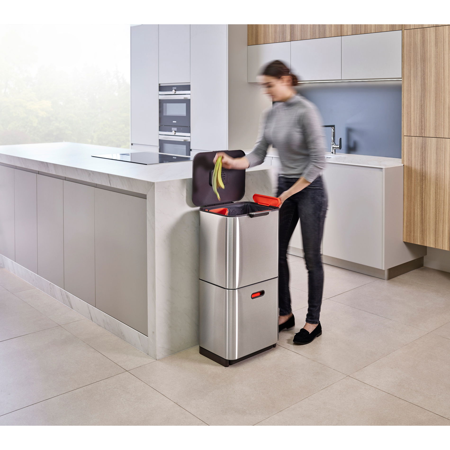JOSEPH JOSEPH Inteligent Waste TotemMax 60 l - nerezový koš na třídění odpadu