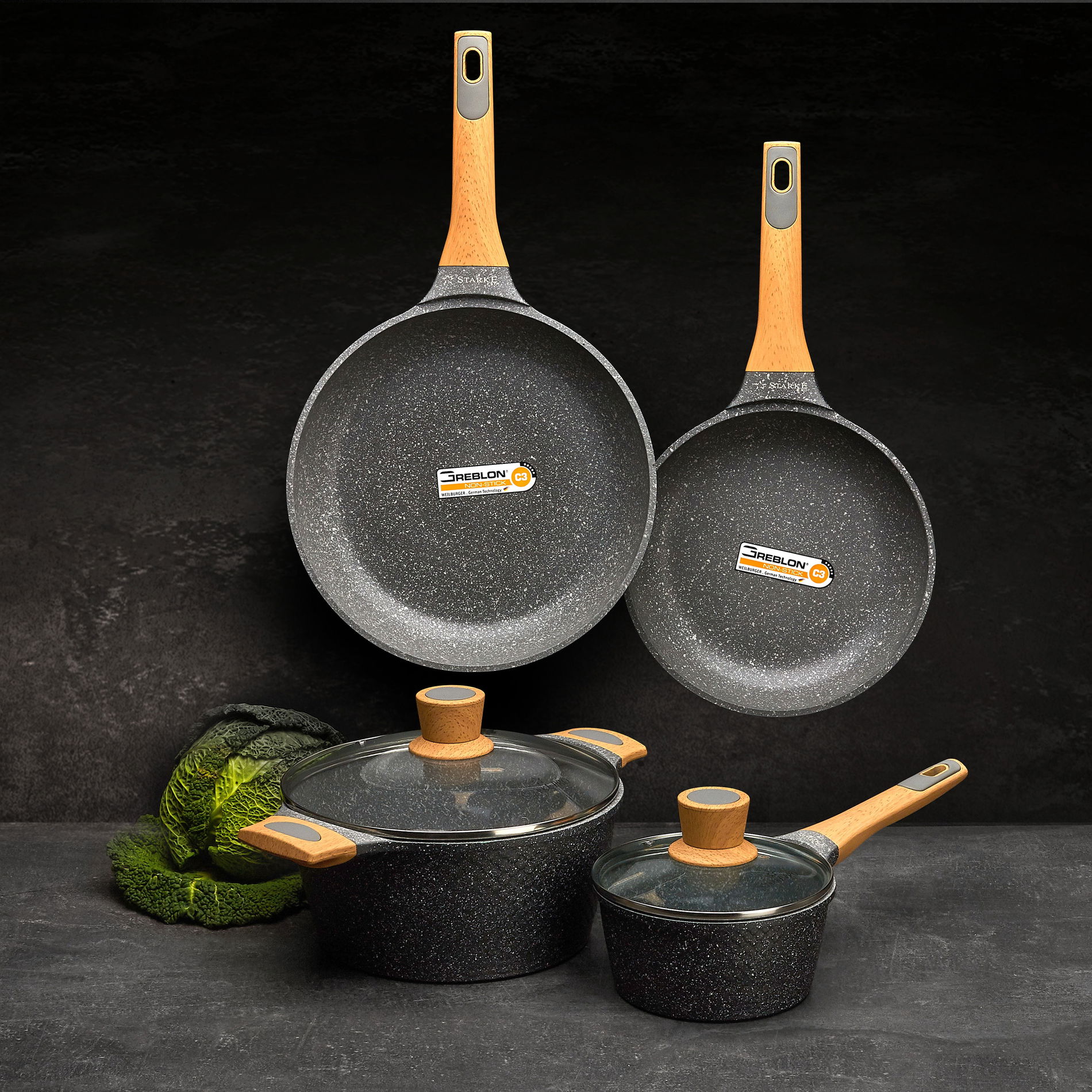 Nepřilnavá pánev STARKE PRO ASHEN GRANITE 20 cm