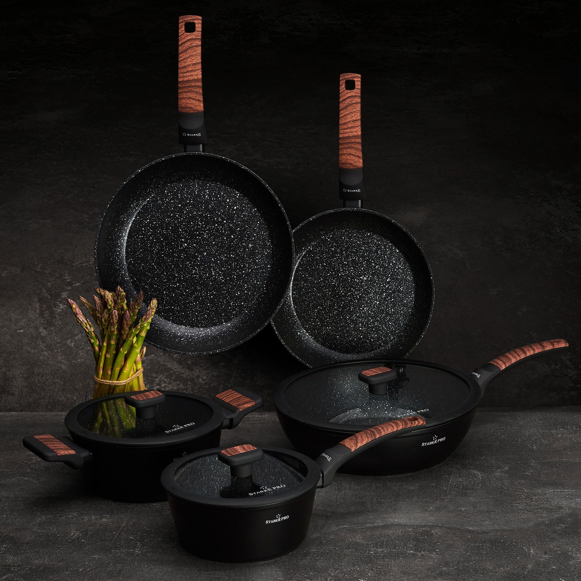Nepřilnavá pánev wok STARKE PRO ARCHIE WOODEN 28 cm