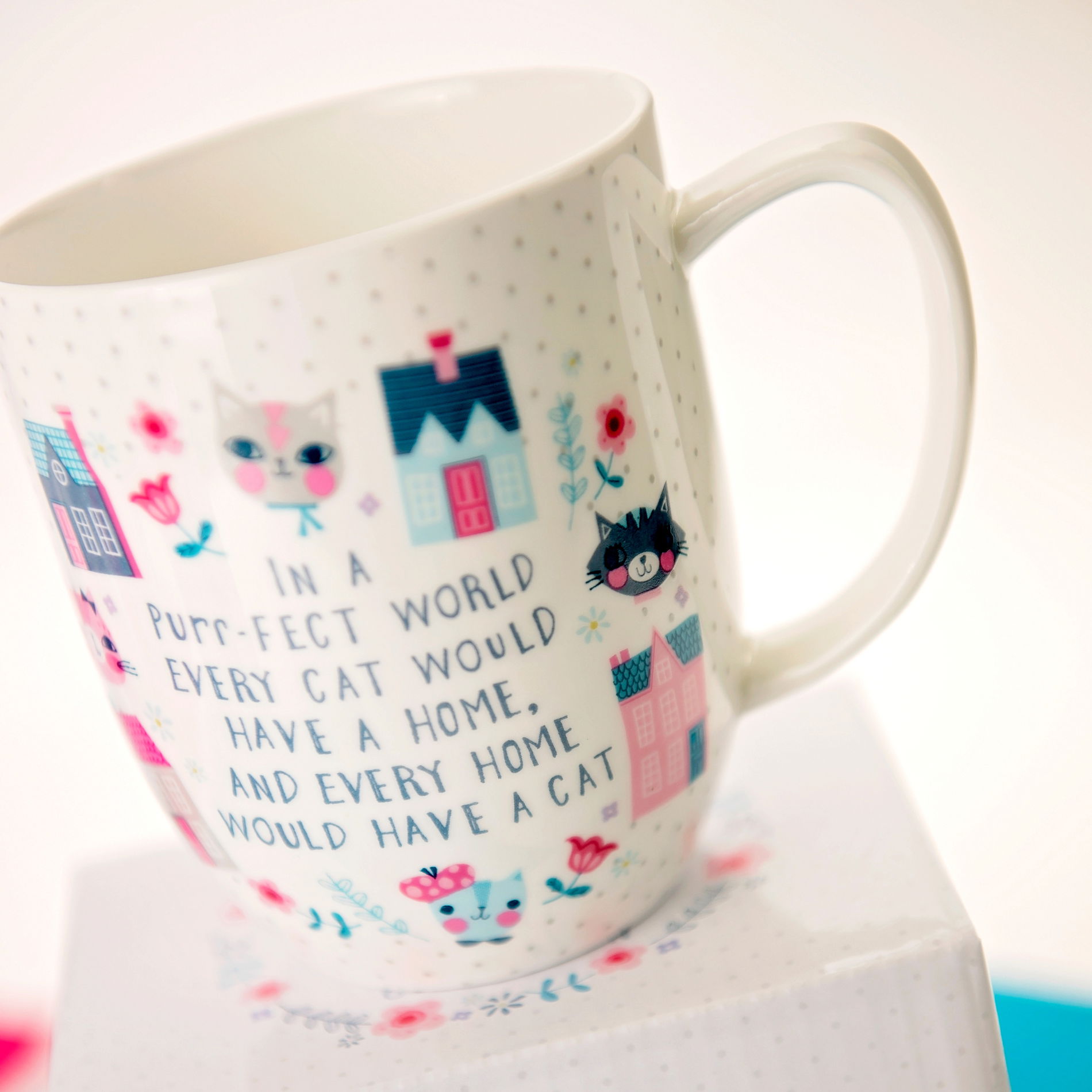 Porcelánový hrnek ASHDENE CATS 5 modrý 350 ml