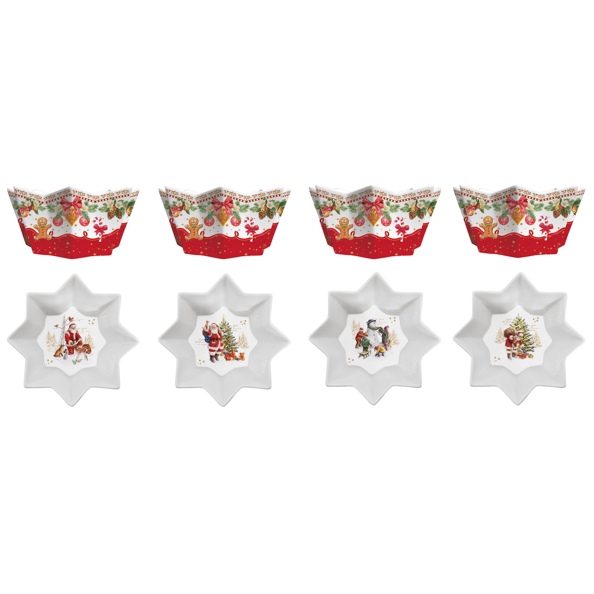 Porcelánové misky na dipy CHRISTMAS MEMORIES BÍLO-ČERVENÉ 4 ks