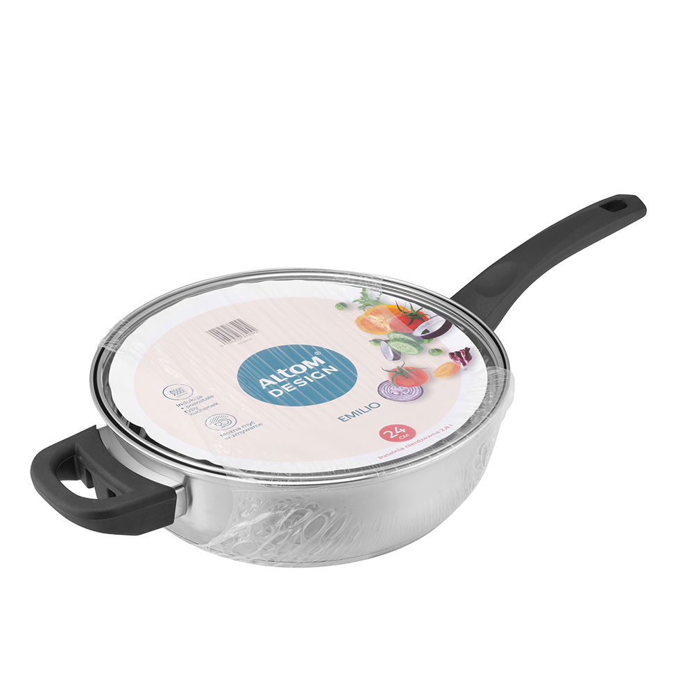 Pánev z nerezové oceli s poklicí 24 cm