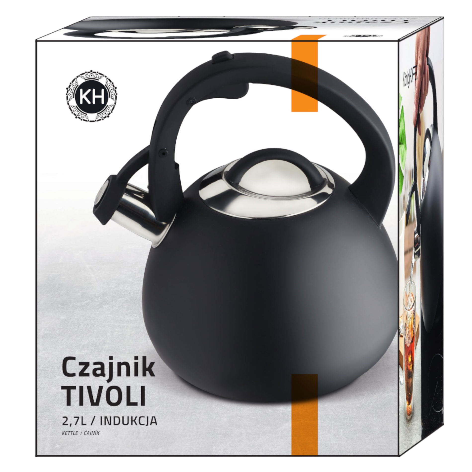 Nerezová konvice na vaření vody s píšťalkou KONIGHOFFER TIVOLI černá 2,7 l