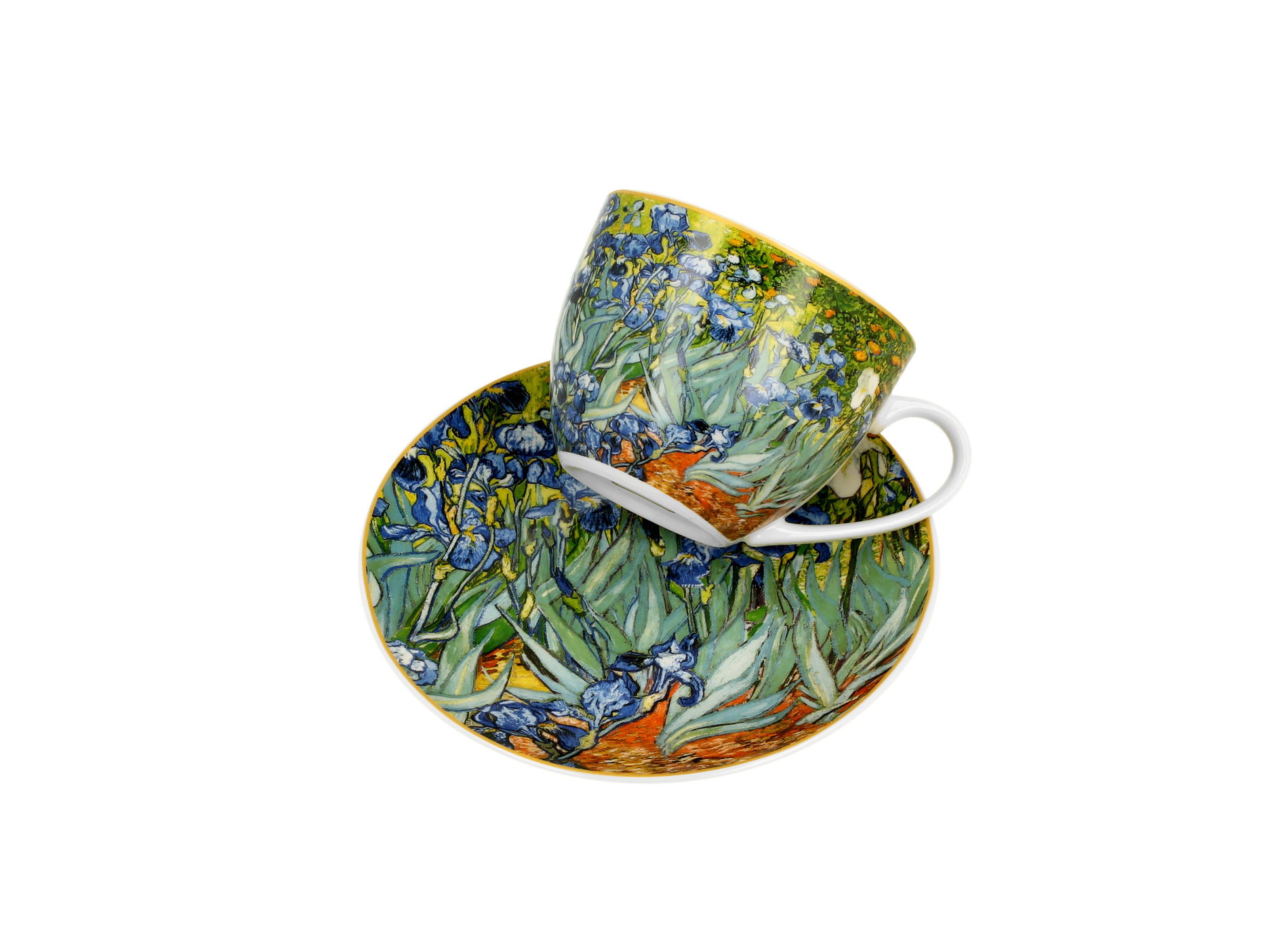 Porcelánový šálek na kávu a čaj s podšálkem DUO ART GALLERY IRISES BY V. VAN GOGH 270 ml