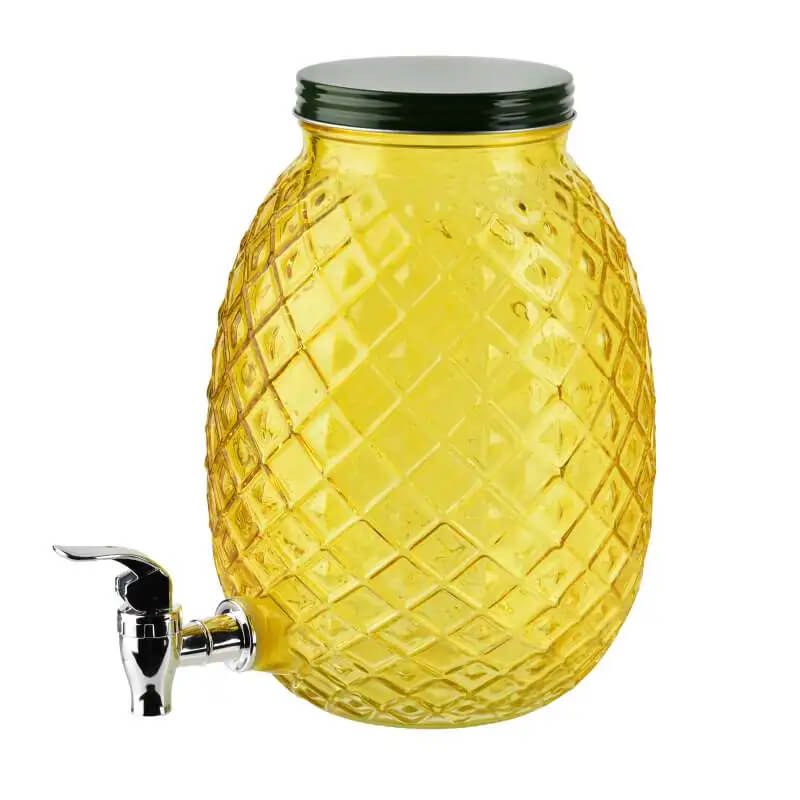 Skleněný nápojový dávkovač s kohoutkem MODERN KITCHEN ANANAS 4 l