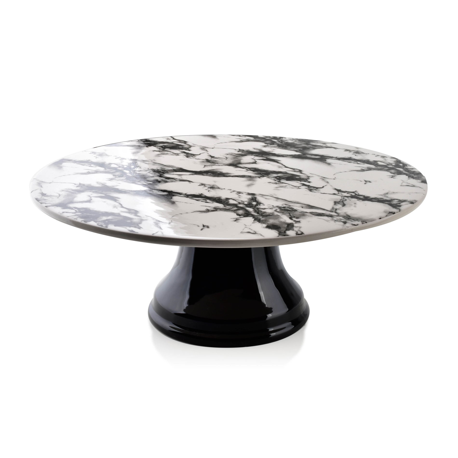 Patera stała na ciasto porcelanowa AFFEK DESIGN LOUISE CZARNO-BIAŁA 30 cm
