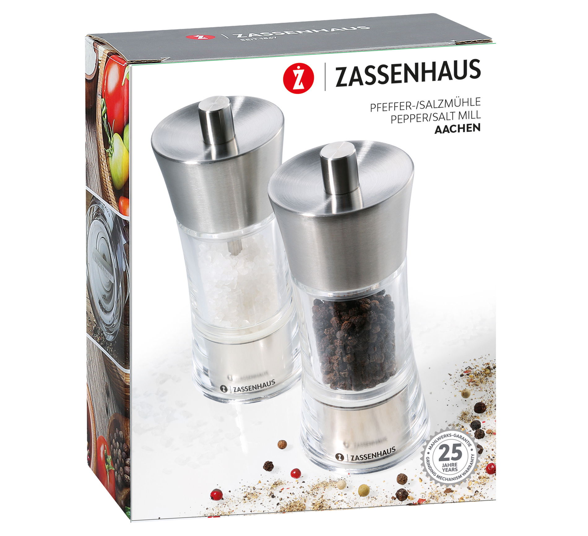 ZASSENHAUS Aachen 14 cm 2 ks. - mlýnky na sůl a pepř, ruční