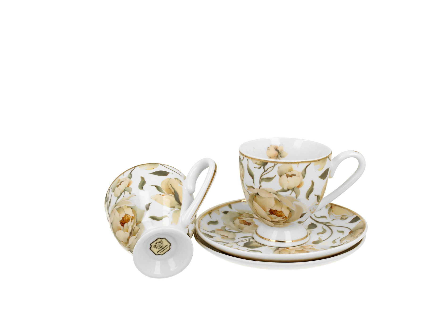 Porcelánové šálky na espresso s tanierikmi DUO THE SECRET GARDEN ENGLISH ROSES 90 ml 2 ks.