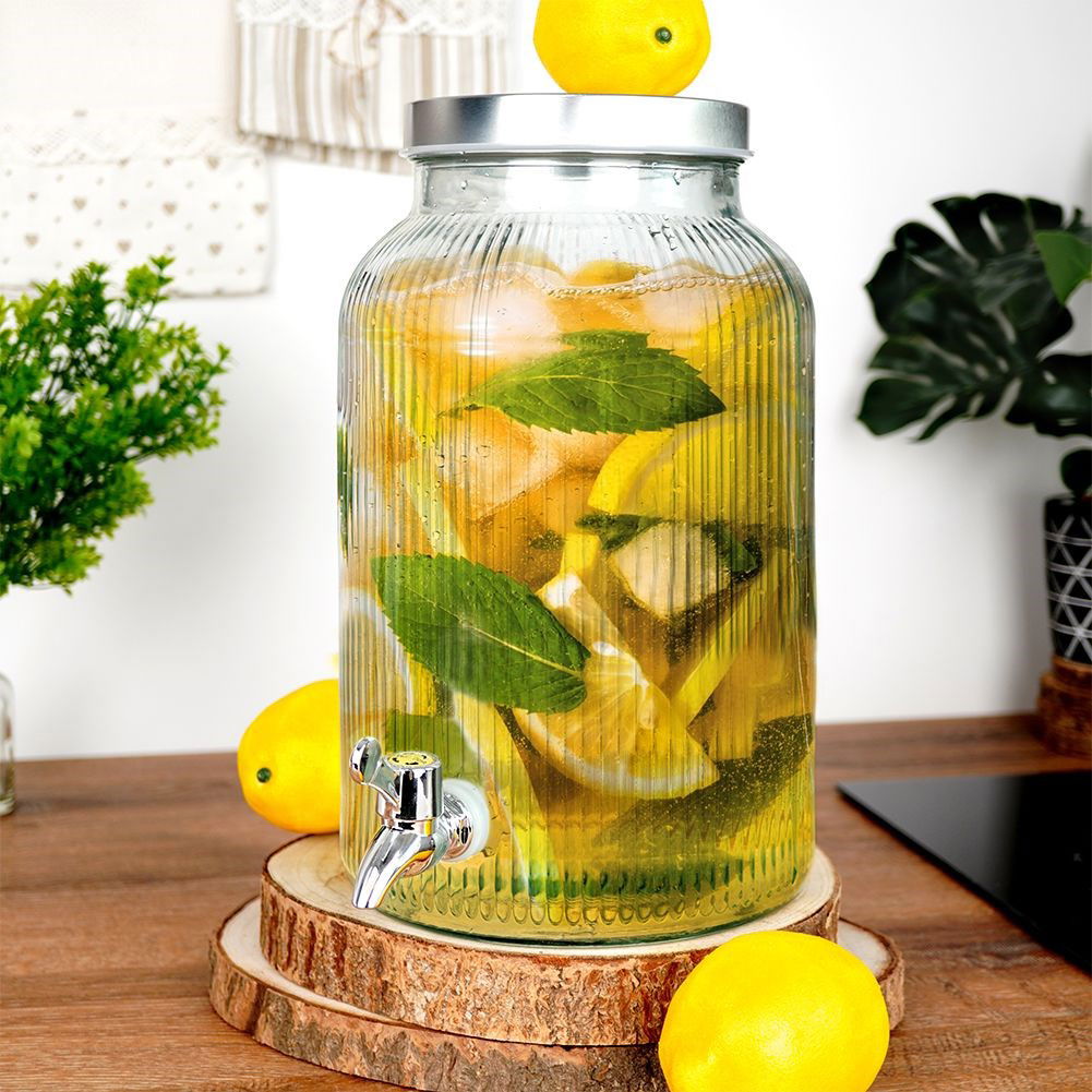 Sklenená nádoba na nápoje s kohútikom 5,6 l