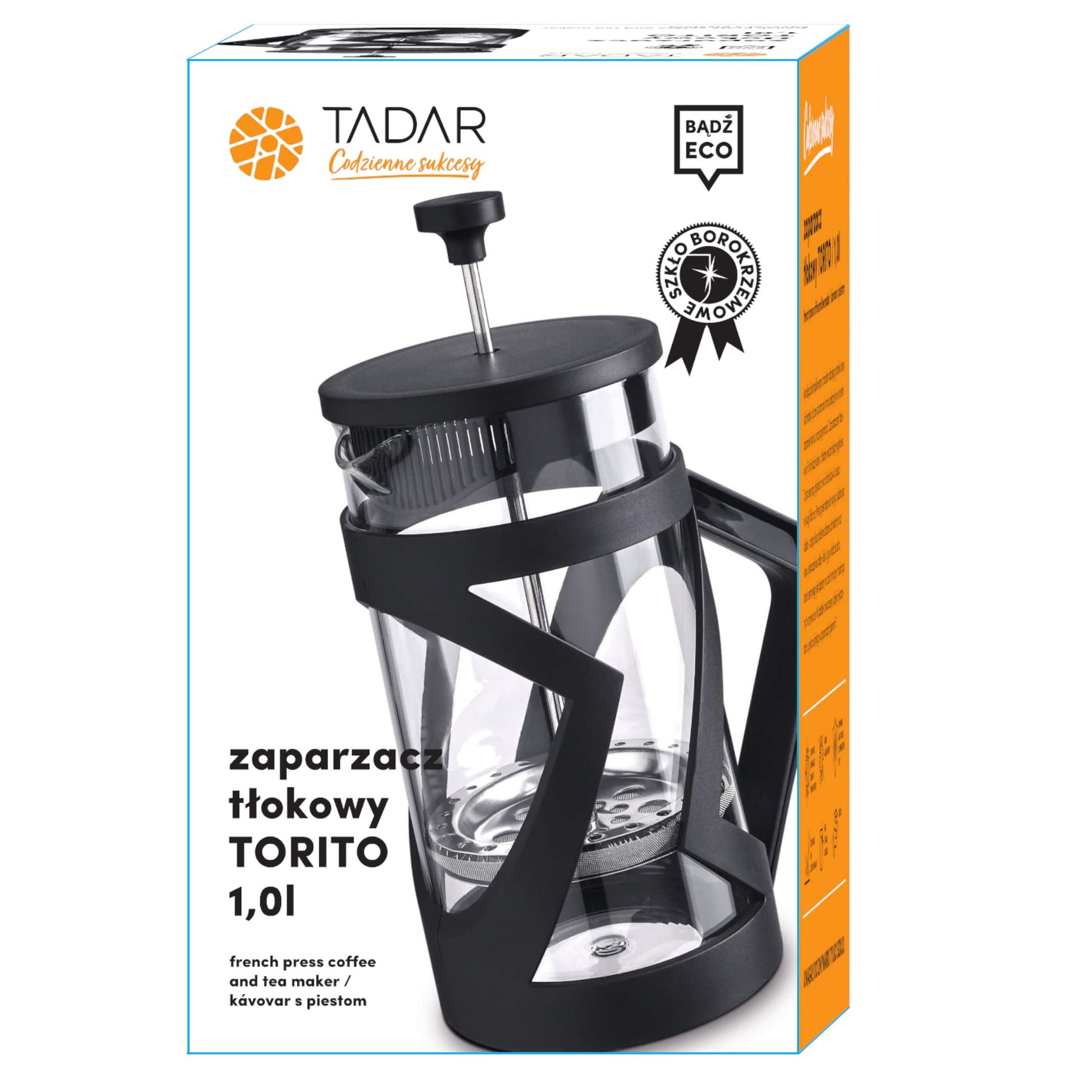 French press - skleněná konvice na čaj a kávu TADAR TORITO 1 l