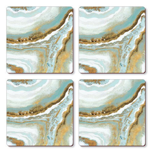 Korkové podložky na stůl CALA HOME TEAL AGATE vícebarevné 10 x 10 cm 4 ks