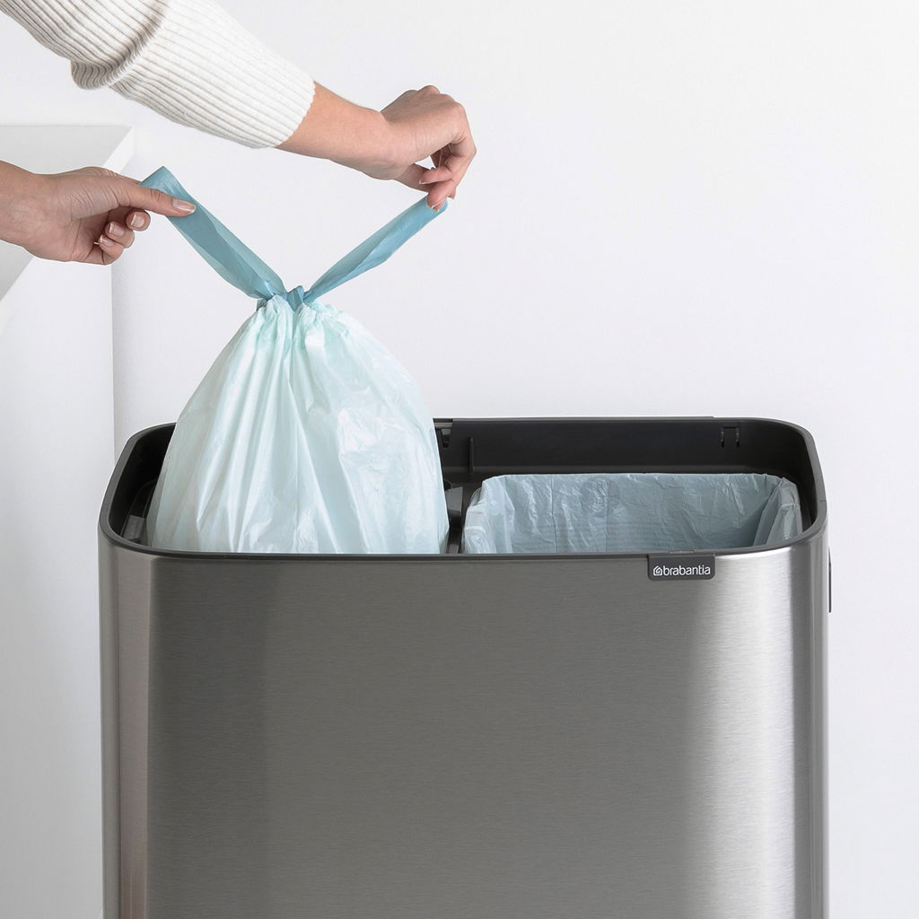 BRABANTIA Touch Bin Bo 2 x 30 l - kosz do segregacji śmieci ze stali nierdzewnej dwukomorowy